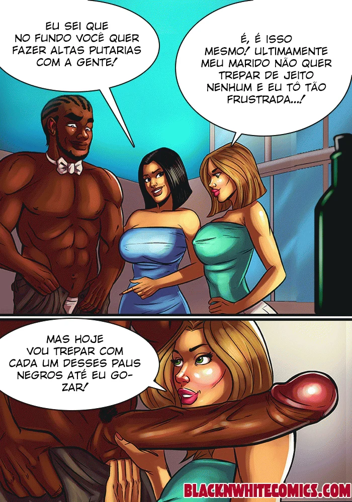 Donas de casas ricas e seus empregados negões – Hentai Interracial – Traduzido