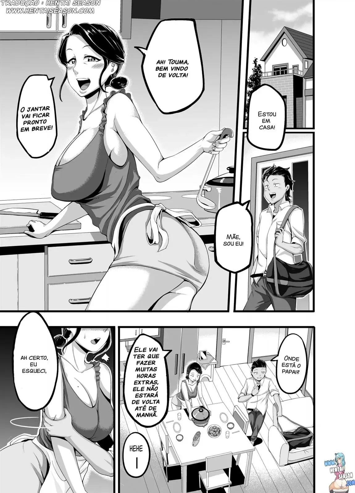 Escolhas proibidas entre mãe e filho – Hentai Preto e Branco – Ler HQ Completo