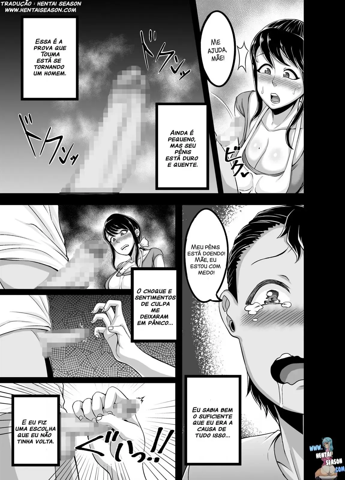 Escolhas proibidas entre mãe e filho – Hentai Preto e Branco – Ler HQ Completo