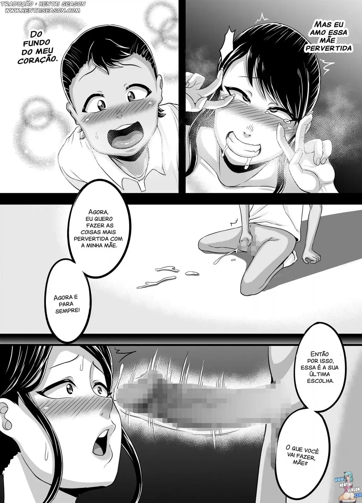 Escolhas proibidas entre mãe e filho – Hentai Preto e Branco – Ler HQ Completo