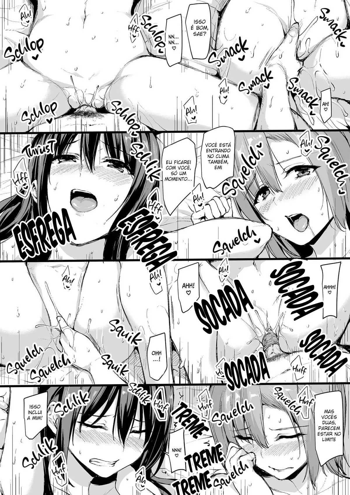Eu não consigo ficar duro sem dois pares de seios, então minha esposa chamou uma amiga! – Hentai Preto e Branco – Tradução Em Português