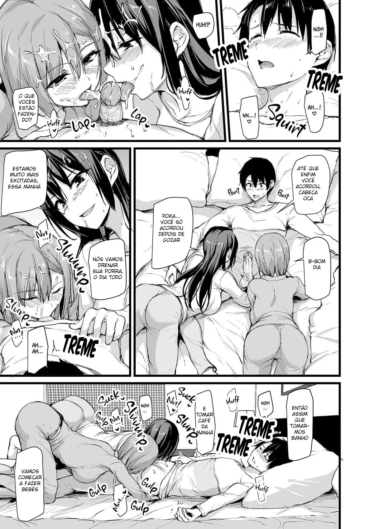 Eu não consigo ficar duro sem dois pares de seios, então minha esposa chamou uma amiga! – Hentai Preto e Branco – Tradução Em Português