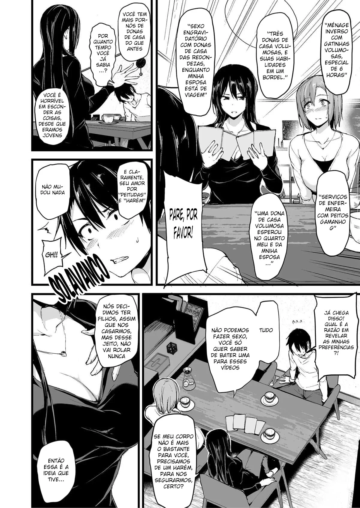 Eu não consigo ficar duro sem dois pares de seios, então minha esposa chamou uma amiga! – Hentai Preto e Branco – Tradução Em Português