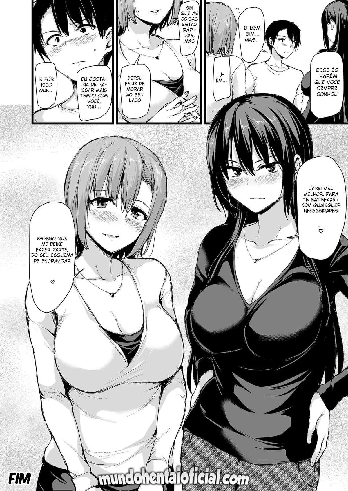 Eu não consigo ficar duro sem dois pares de seios, então minha esposa chamou uma amiga! – Hentai Preto e Branco – Tradução Em Português