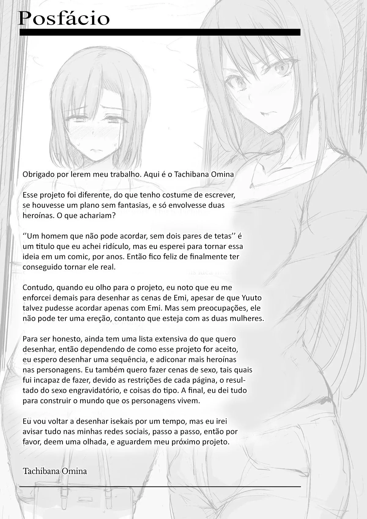 Eu não consigo ficar duro sem dois pares de seios, então minha esposa chamou uma amiga! – Hentai Preto e Branco – Tradução Em Português