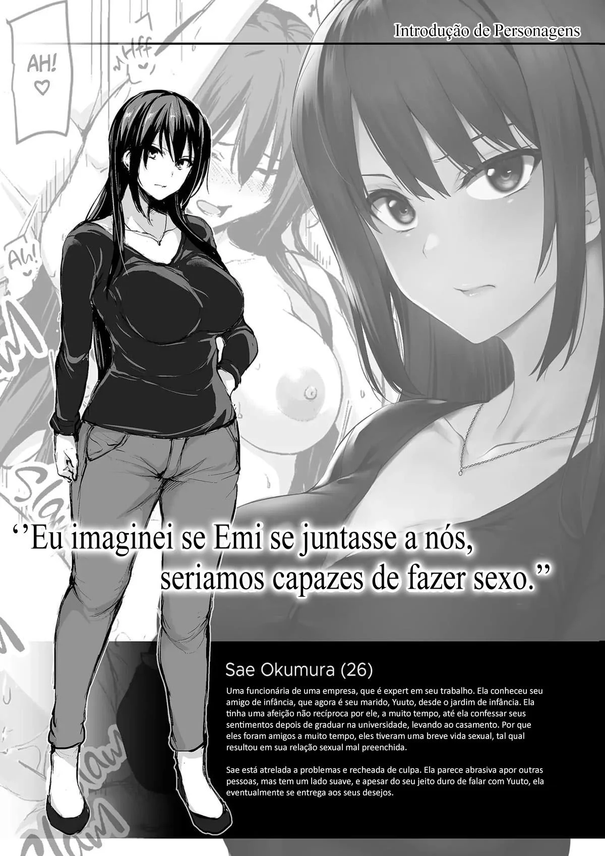 Eu não consigo ficar duro sem dois pares de seios, então minha esposa chamou uma amiga! – Hentai Preto e Branco – Tradução Em Português