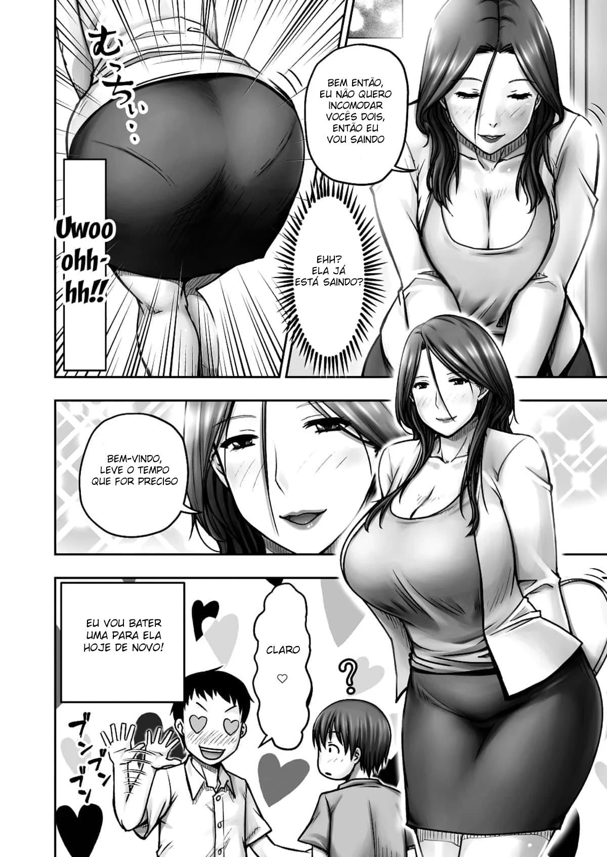 Eu Tentei Fazer uma Pegadinha com a Mãe do Meu Melhor Amigo, e eu Quem Acabei Recebendo uma Pegadinha – Hentai Preto e Branco – PT Brasil