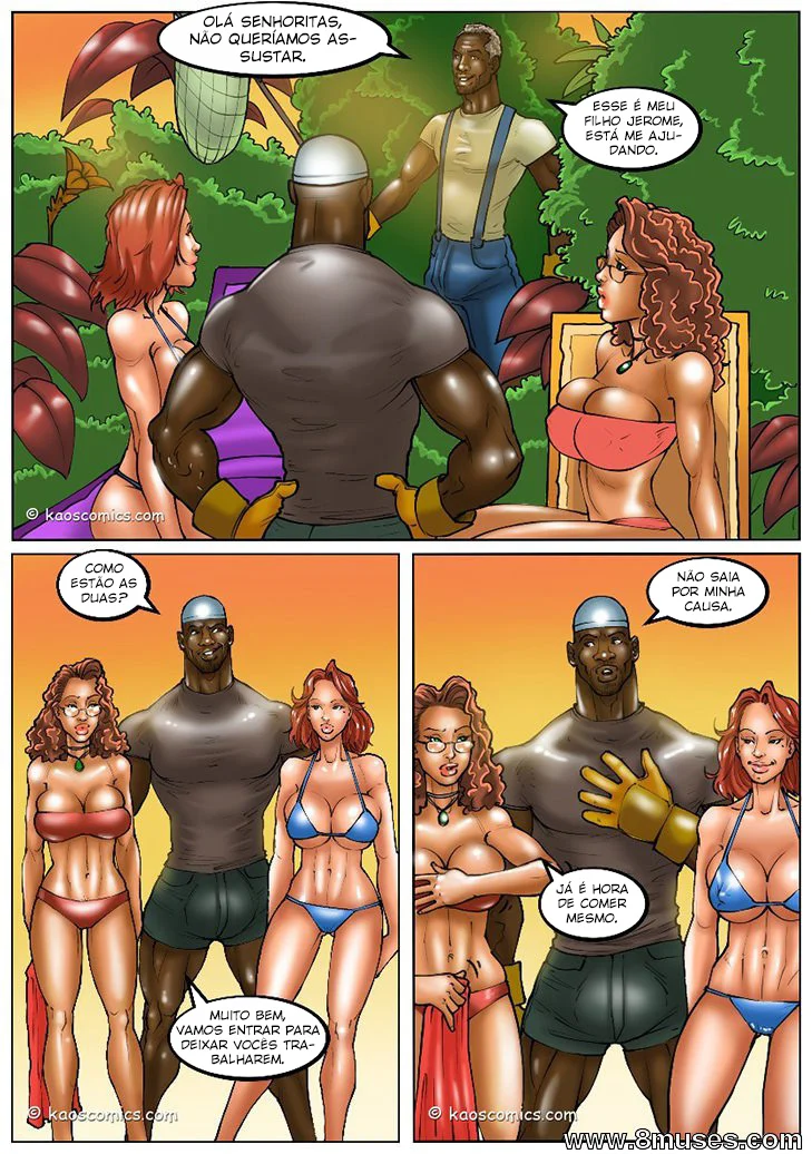 Gibi pornô polemico A esposa e os jardineiros pretos o inicio – Hentai Interracial – Quadrinho Original