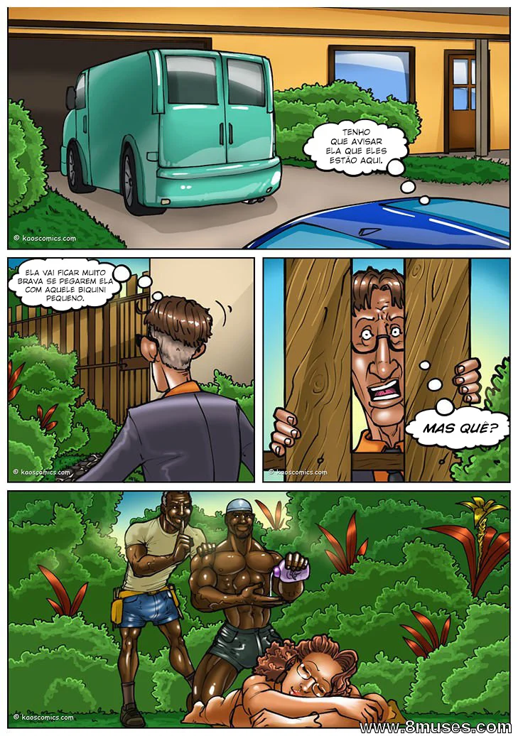 Gibi pornô polemico A esposa e os jardineiros pretos o inicio – Hentai Interracial – Quadrinho Original