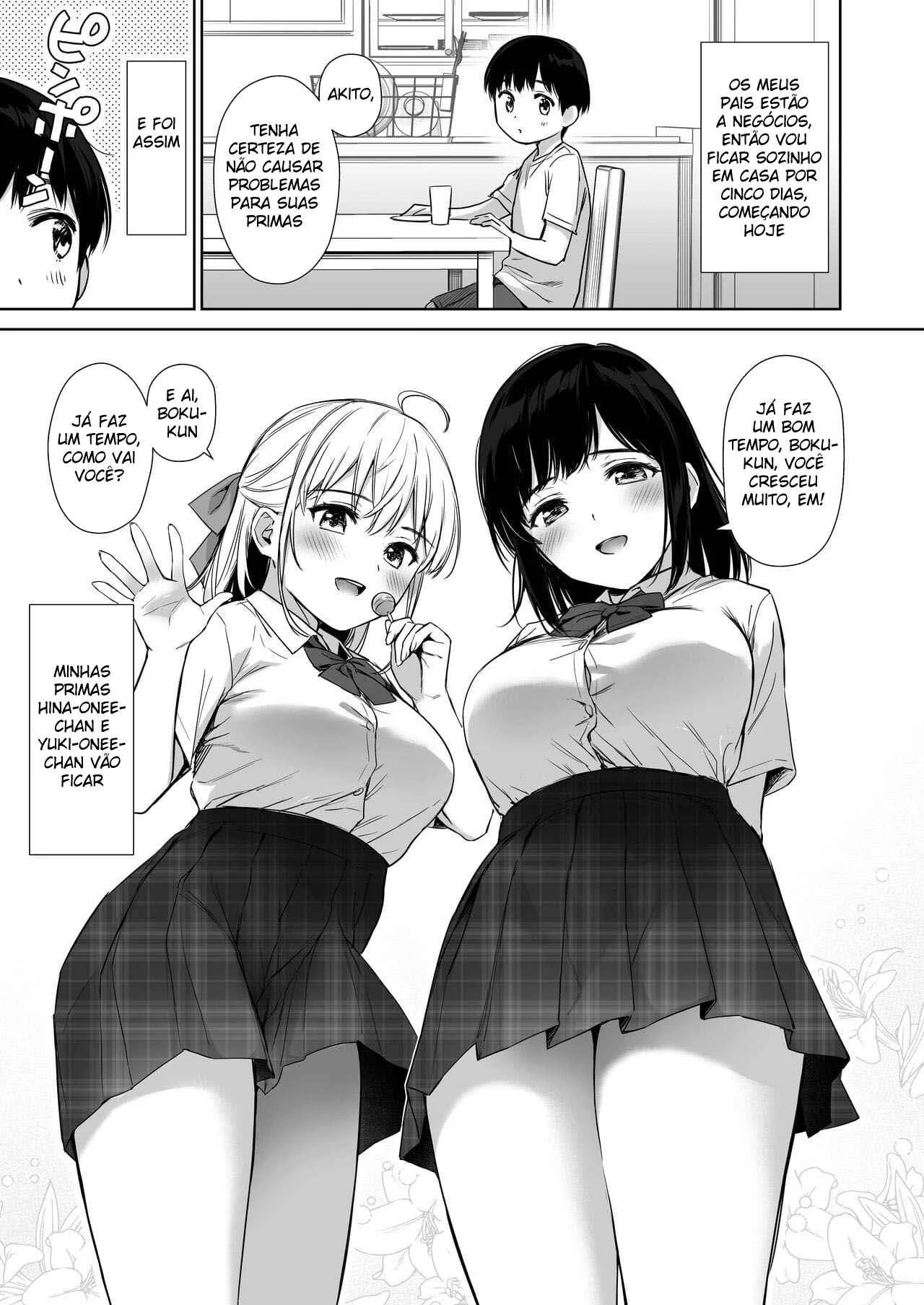 Grupal com as priminhas – Hentai Preto e Branco – Ler HQ Completo
