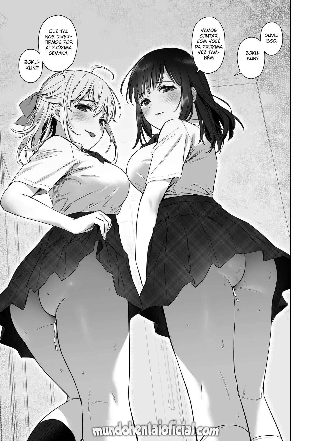 Grupal com as priminhas – Hentai Preto e Branco – Ler HQ Completo