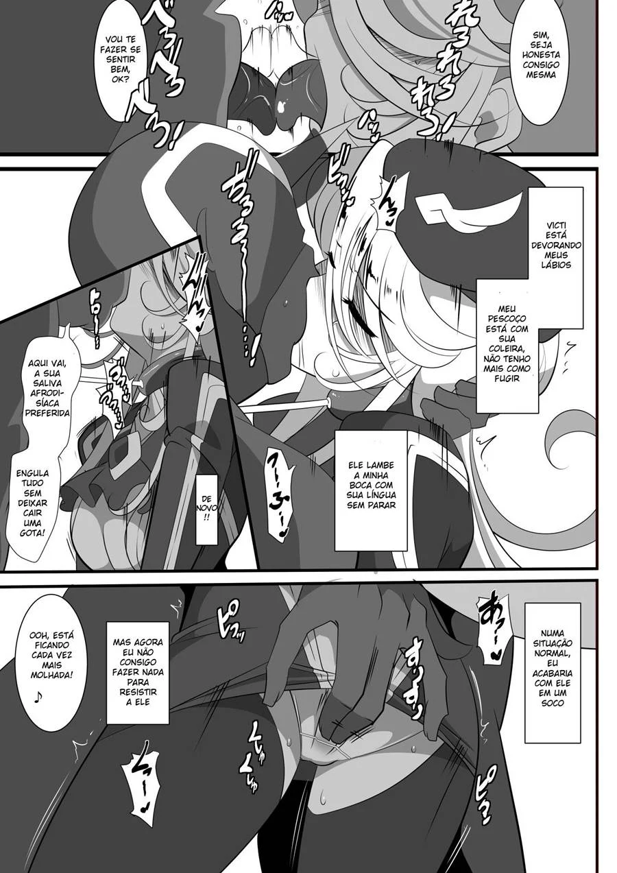 Heroine Harassment Shirogane no Anbarerl Hen Hitojichi o Torarete Nasu Subenaku Dosukebe Hero ni Kegasareru Aku no Onna Kanbu – Hentai – PT-BR