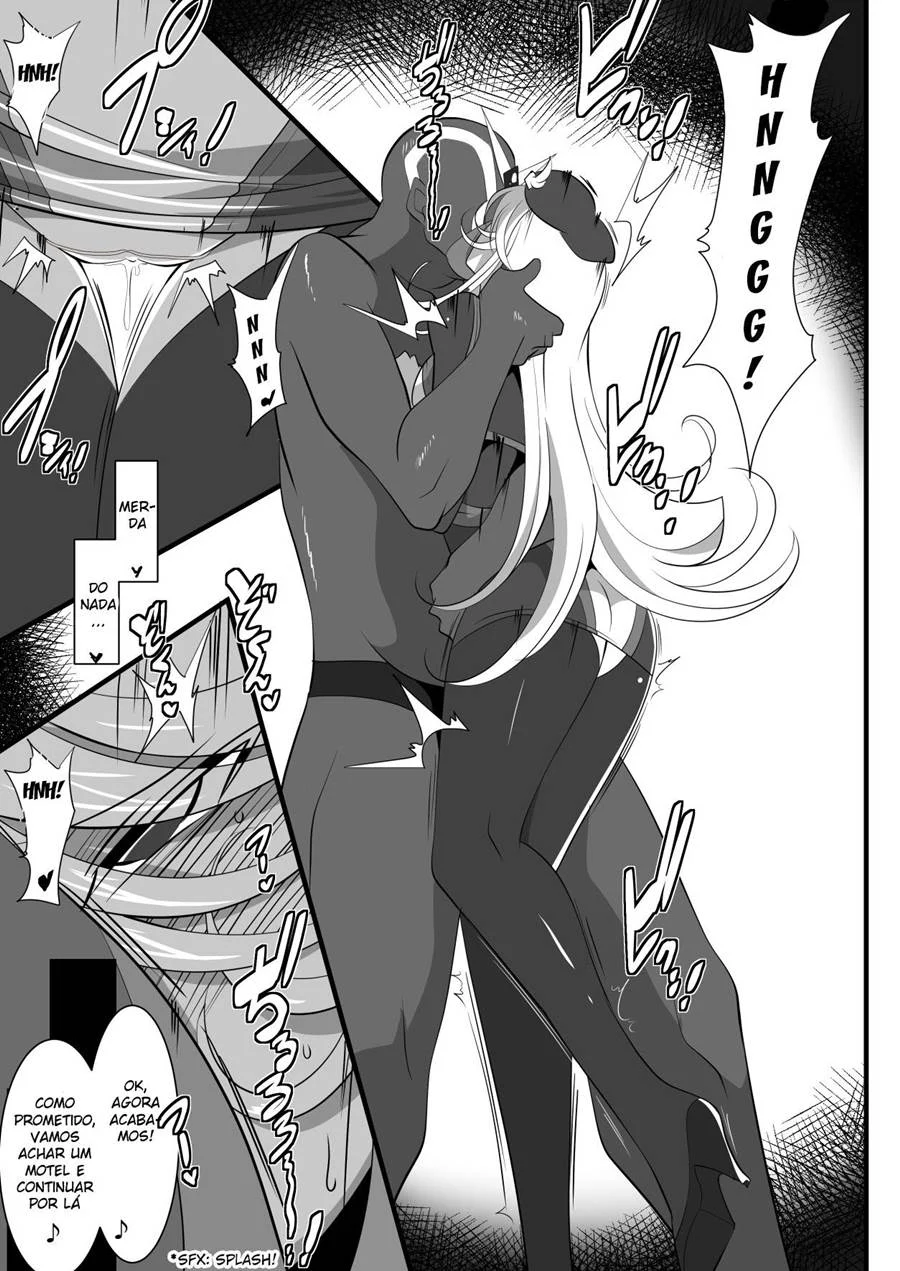 Heroine Harassment Shirogane no Anbarerl Hen Hitojichi o Torarete Nasu Subenaku Dosukebe Hero ni Kegasareru Aku no Onna Kanbu – Hentai – PT-BR