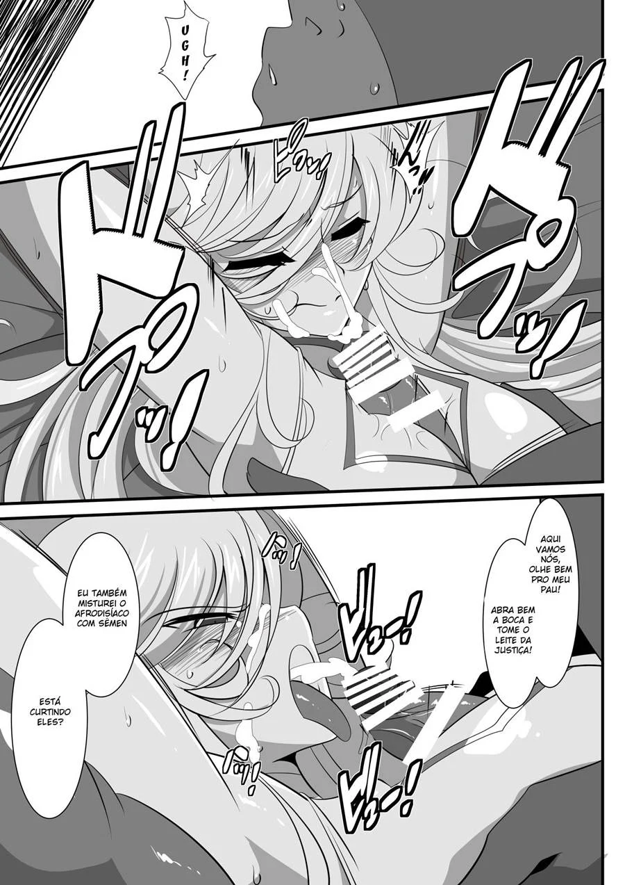 Heroine Harassment Shirogane no Anbarerl Hen Hitojichi o Torarete Nasu Subenaku Dosukebe Hero ni Kegasareru Aku no Onna Kanbu – Hentai – PT-BR