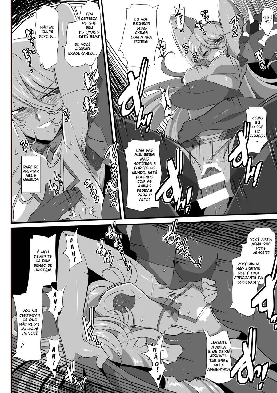 Heroine Harassment Shirogane no Anbarerl Hen Hitojichi o Torarete Nasu Subenaku Dosukebe Hero ni Kegasareru Aku no Onna Kanbu – Hentai – PT-BR