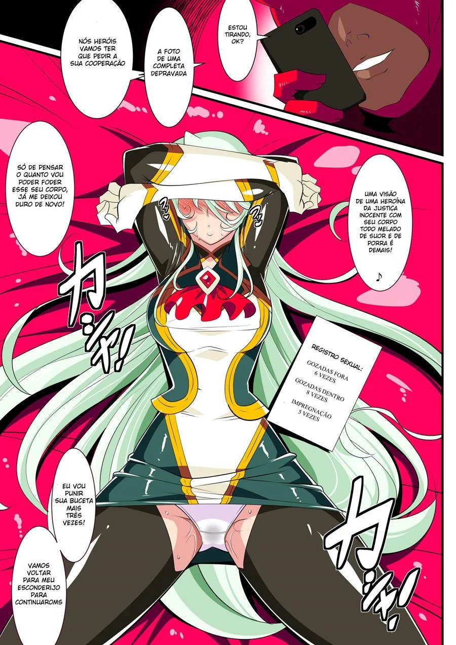Heroine Harassment Shirogane no Anbarerl Hen Hitojichi o Torarete Nasu Subenaku Dosukebe Hero ni Kegasareru Aku no Onna Kanbu – Hentai – PT-BR