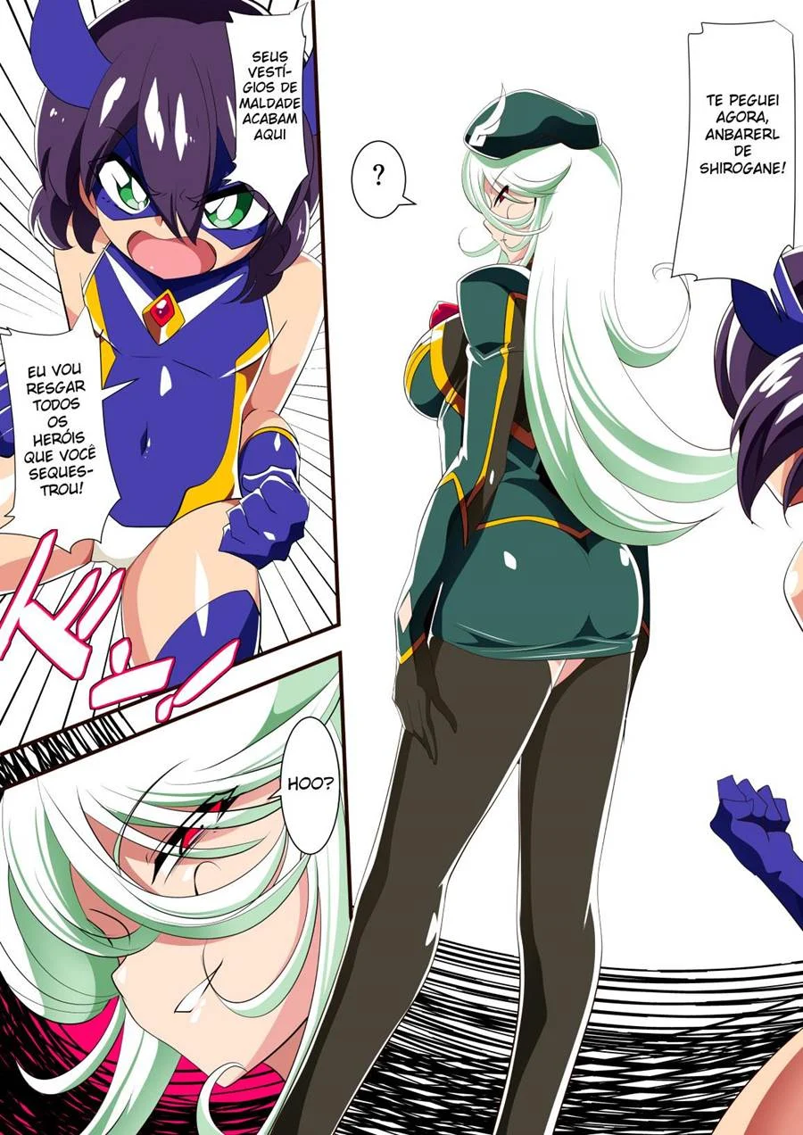 Heroine Harassment Shirogane no Anbarerl Hen Hitojichi o Torarete Nasu Subenaku Dosukebe Hero ni Kegasareru Aku no Onna Kanbu – Hentai – PT-BR