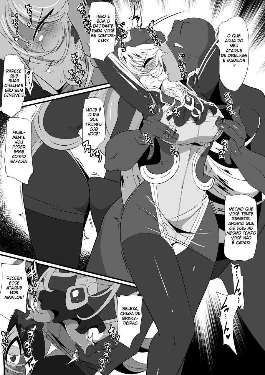 Heroine Harassment Shirogane no Anbarerl Hen Hitojichi o Torarete Nasu Subenaku Dosukebe Hero ni Kegasareru Aku no Onna Kanbu – Hentai – PT-BR