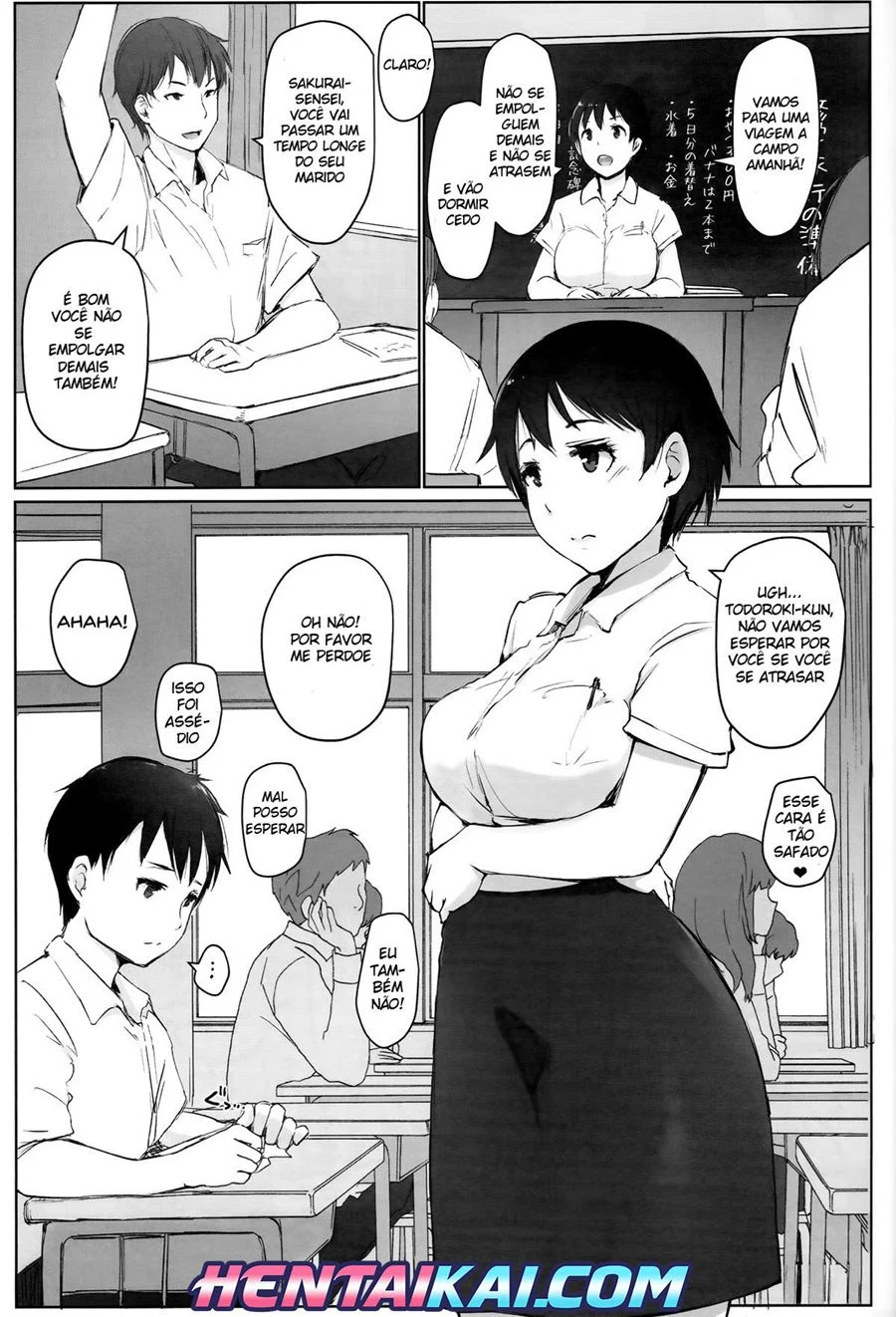 Hitozuma Kyoushi NTR Shuugakuryokou – Hentai Preto e Branco – PT Brasil