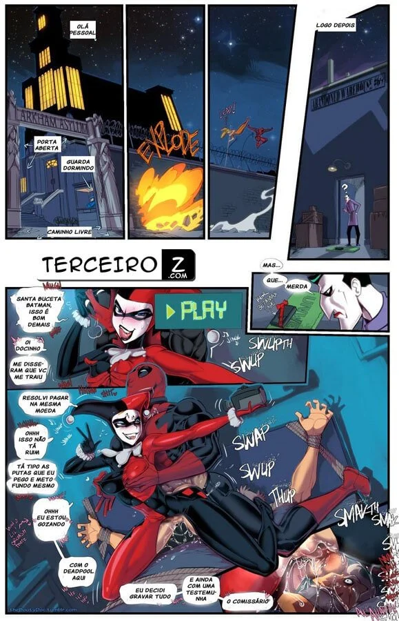 HQs e Historinhas cartoon: Deadpool comendo Arlequina e suas amigas – Cartoon Pornô – Português do Brasil