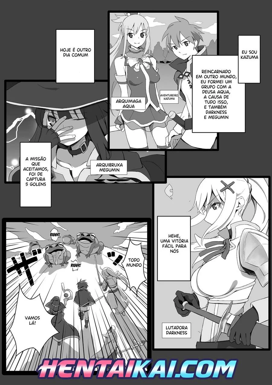 Isekai Tensei Shita Saki de Party Member Zenin to Naisho de Ecchi Shiteru Neet – KonoSuba Hentai – Tradução Em Português