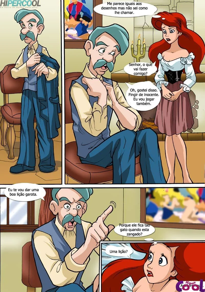 Disney quadrinhos eróticos Ariel trepando com velho insaciável – Disney Hentai – Traduzido